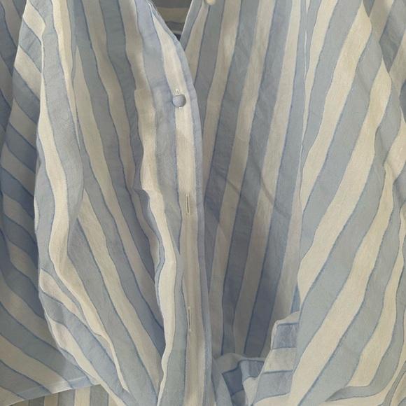 Umgee Light Blue and White Striped Button-Up Shirt - Picture 5 of 8